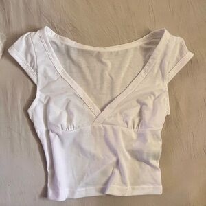 White V-Neck Women's Top